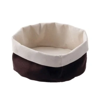 Canvas Bag Round Brown - D: 6 3/4" H: 3 1/8"