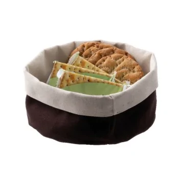 Canvas Bag Round Brown - D: 6 3/4" H: 3 1/8"