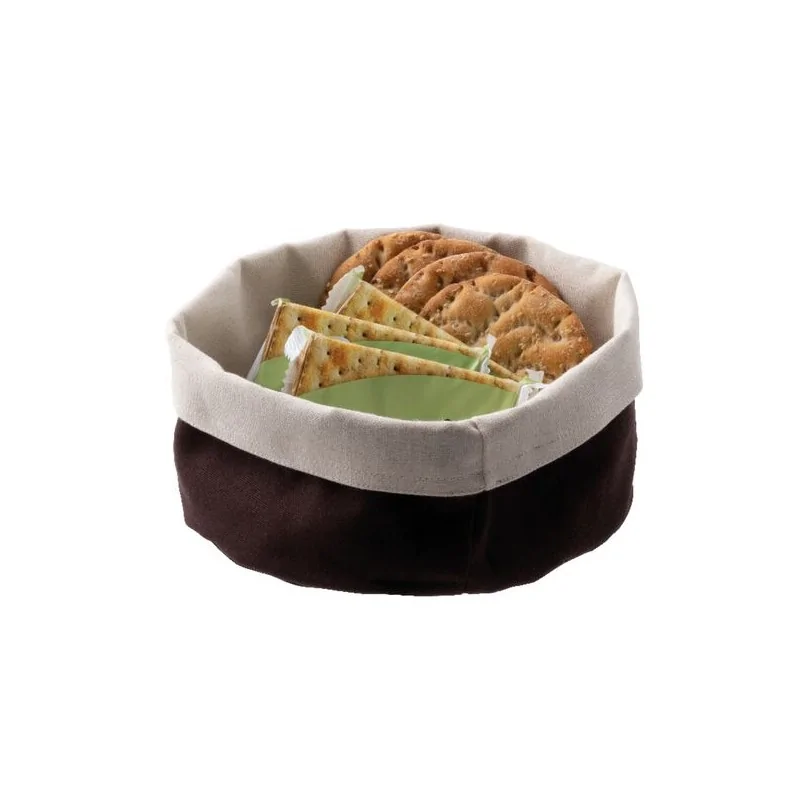 Canvas Bag Round Brown - D: 6 3/4" H: 3 1/8"