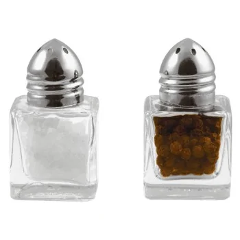 Mini Square Salt & Pepper Shaker Set of 2 - 1 1/8" x 1 1/8" x 2"