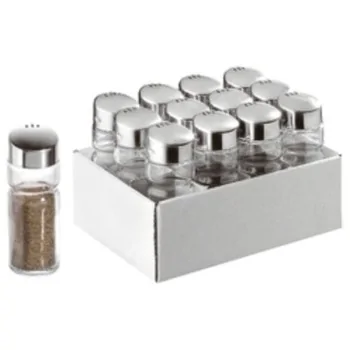 Salt & Pepper Shakers Set of 12 - D: 1 1/8" H: 3 1/2"