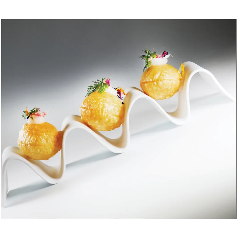 Handcrafted Fine Porcelain Tacos Holder "2 Waves" 13 x 5 x 4 cm - Set of 6