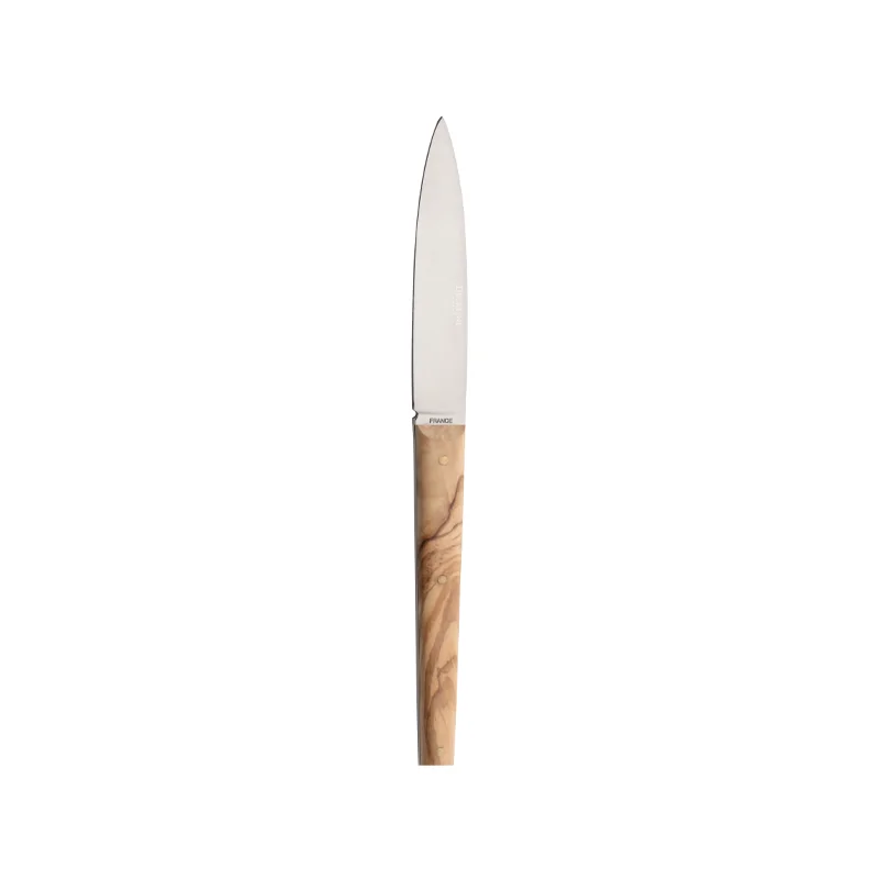 Degrenne Mirage Les Essences Stainless Steel Steak Knife Olive Wood Handle 230 mm - 9 ''1/16 - Pack of 6