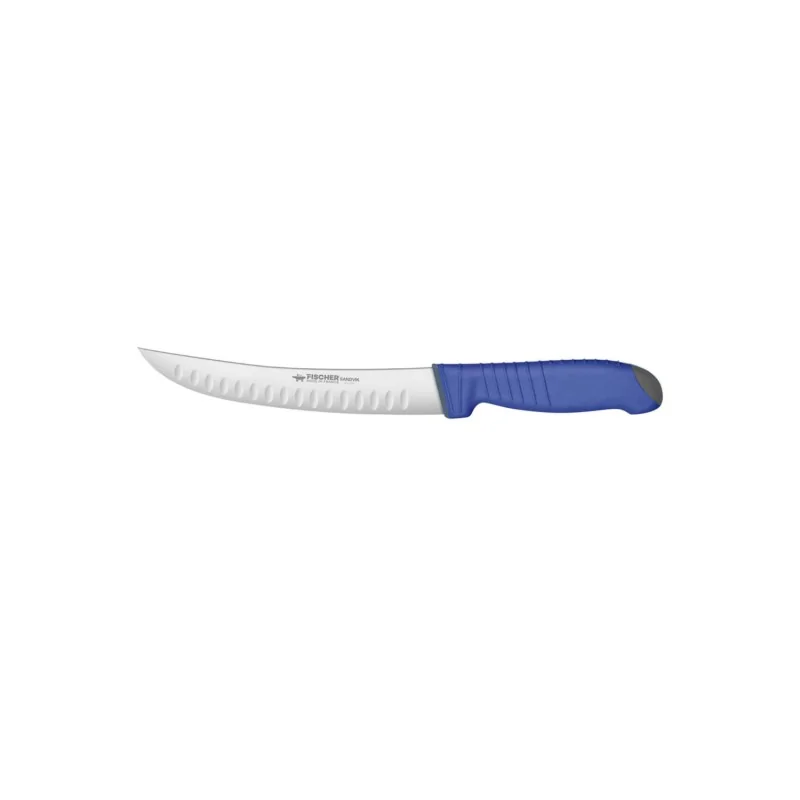 FISCHER SANDVIK Butcher Knife With Hollow Edge 20 cm - Blue Handle