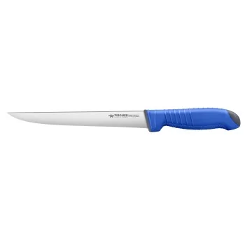 FISCHER SANDVIK Butcher Knife With 20 cm - Narrow Blade - Blue Handle