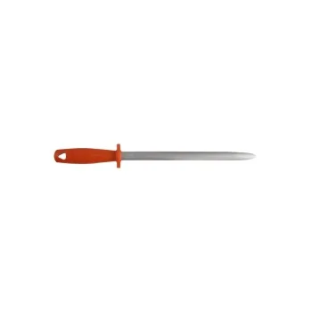 FISCHER Sharpening Round Steel 30 cm - Orange Hygienic Plastic Handle