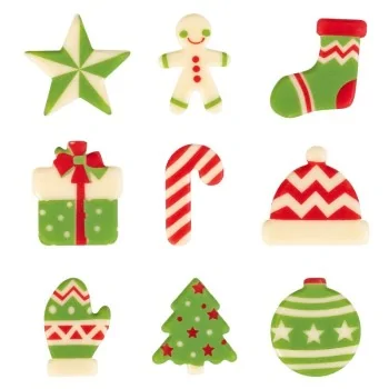 Belgian Chocolate Decoration - Christmas Decorations - White - 135 pcs
