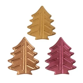 Belgian Chocolate Decoration - Metallic Christmas Trees - 120 pcs