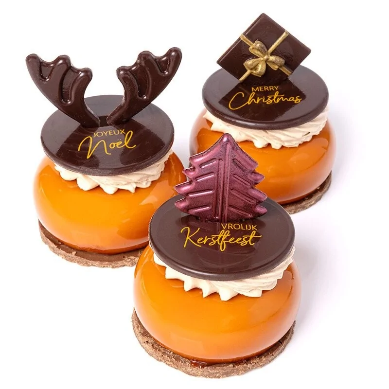 Belgian Chocolate Decoration - Metallic Christmas Trees - 120 pcs