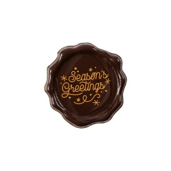 Belgian Chocolate Decoration - Seasons Greetings Wax Seal Stamp - Dark - 120 pcs