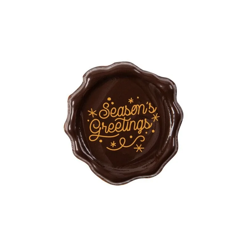 Belgian Chocolate Decoration - Seasons Greetings Wax Seal Stamp - Dark - 120 pcs