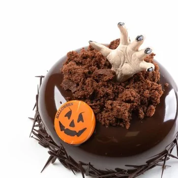 Belgian Chocolate Decoration - Round Halloween Decorations - White - 120 pcs