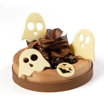 Belgian Chocolate Decoration - Round Halloween Decorations - White - 120 pcs