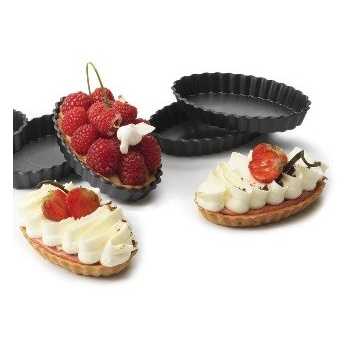 Matfer Bourgeat Exoglass Oblong Tartlet Mold 4 1/2" - Pack of 12