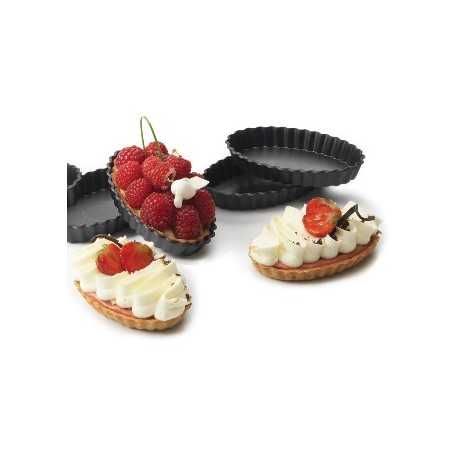 Matfer Bourgeat 345202 Matfer Bourgeat Exoglass Oblong Tartlet Mold 4 1/2" - Pack of 12 Tart & Quiches Pans