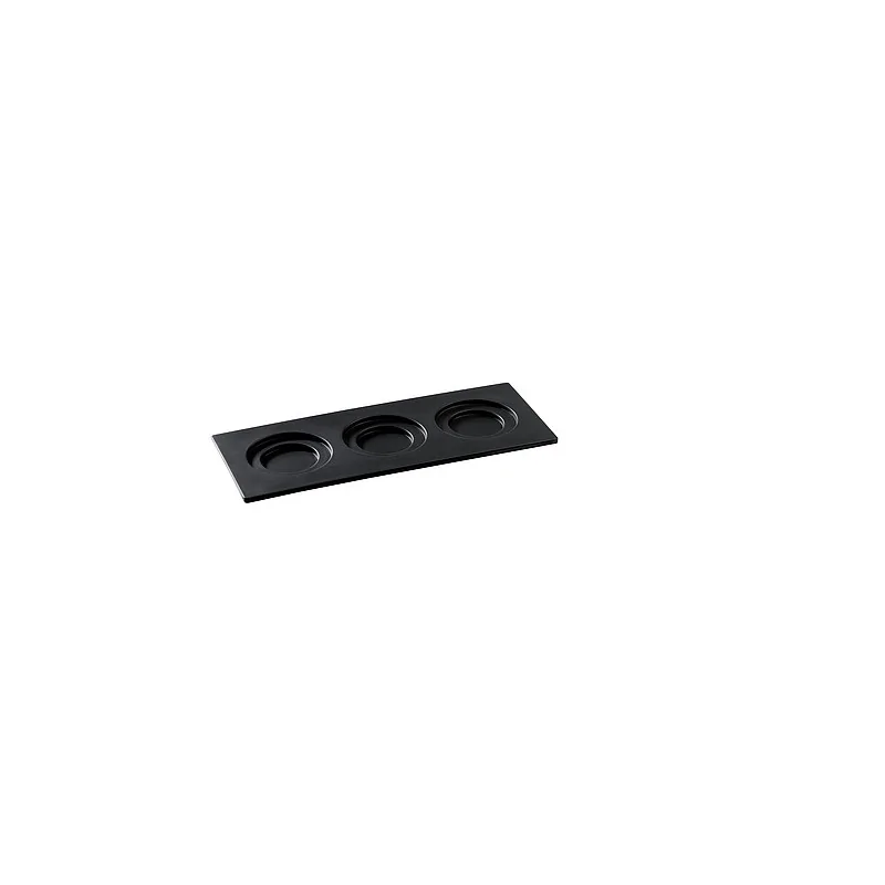 Elegant 2/8 GN Tray - Matt Black Melamine - 13.2 x 32.5 x 1.8 cm - Pack of 2