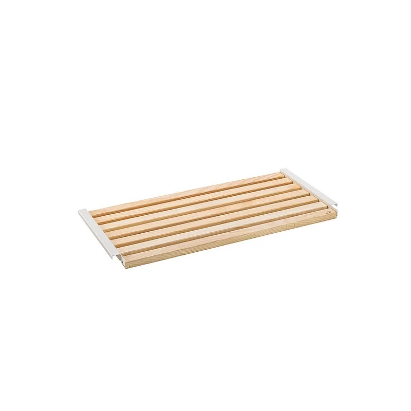 Elegant Pantry Tray/Backwall - Ash Solid Wood - Steel Frame - White Matt Finish - 72.1 x 33.5 x 3 cm