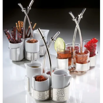 Elegant Hammered 18/10 Stainless Steel Cruet Stand - 16 x 11.5 cm (H21 cm)