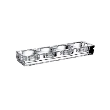 Elegant Clear Glass Small Jam Jars Display Tray - 4-Hole Design - 23.5 x 6.2 x 3 cm - Set of 6