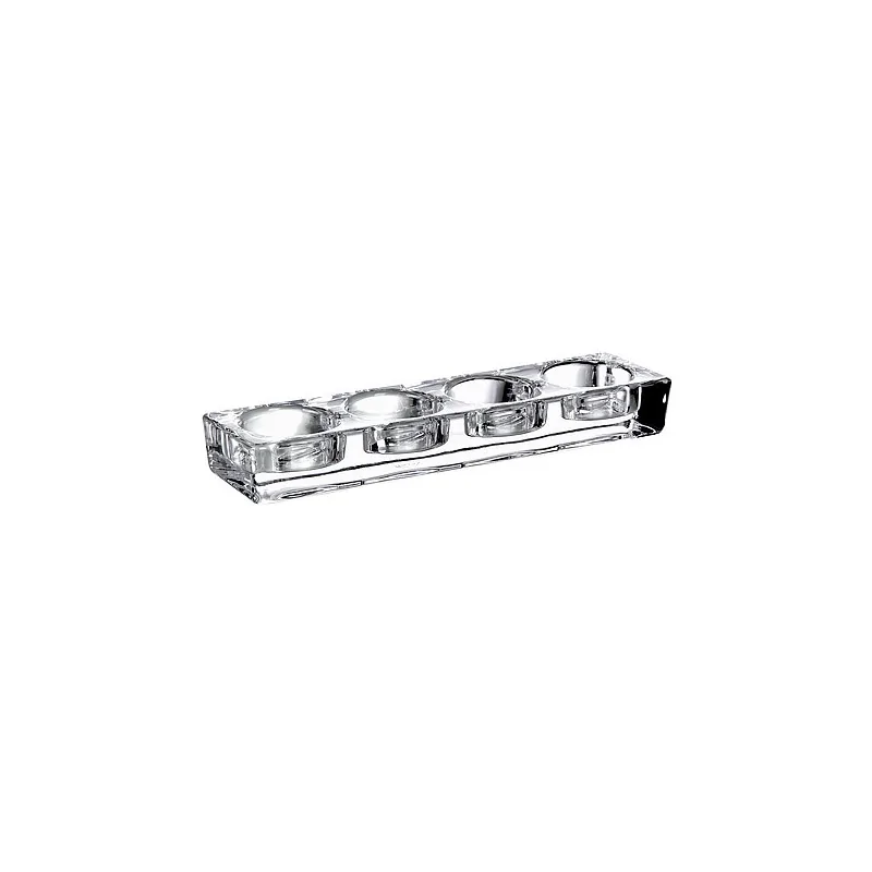Elegant Clear Glass Small Jam Jars Display Tray - 4-Hole Design - 23.5 x 6.2 x 3 cm - Set of 6