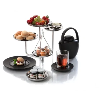 Elegant 18/10 Stainless Steel Etagere - Mirror Polished - 4-Arm Design - Ht: 25 cm