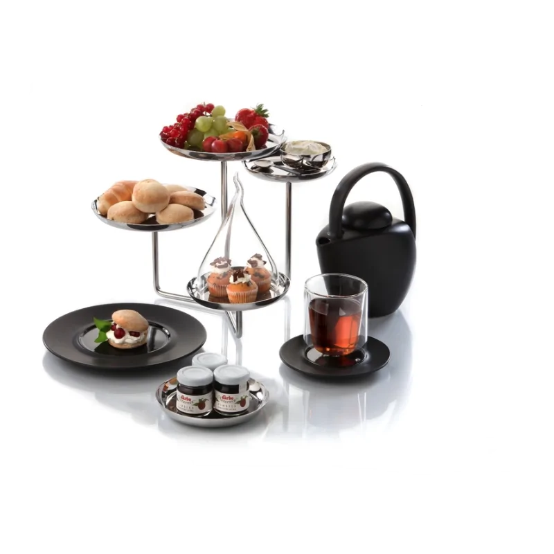 Elegant 18/10 Stainless Steel Etagere - Mirror Polished - 4-Arm Design - Ht: 25 cm