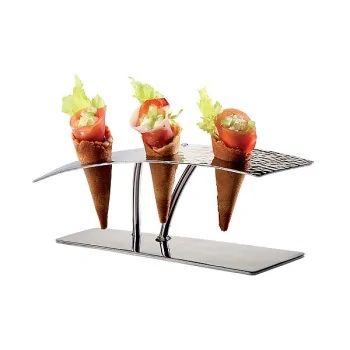 Elegant 18/10 Stainless Steel Hammered Food Display - 20 x 5.5 cm