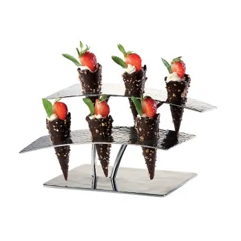 Elegant 18/10 Stainless Steel Hammered Food Display - 21 x 9.5 cm