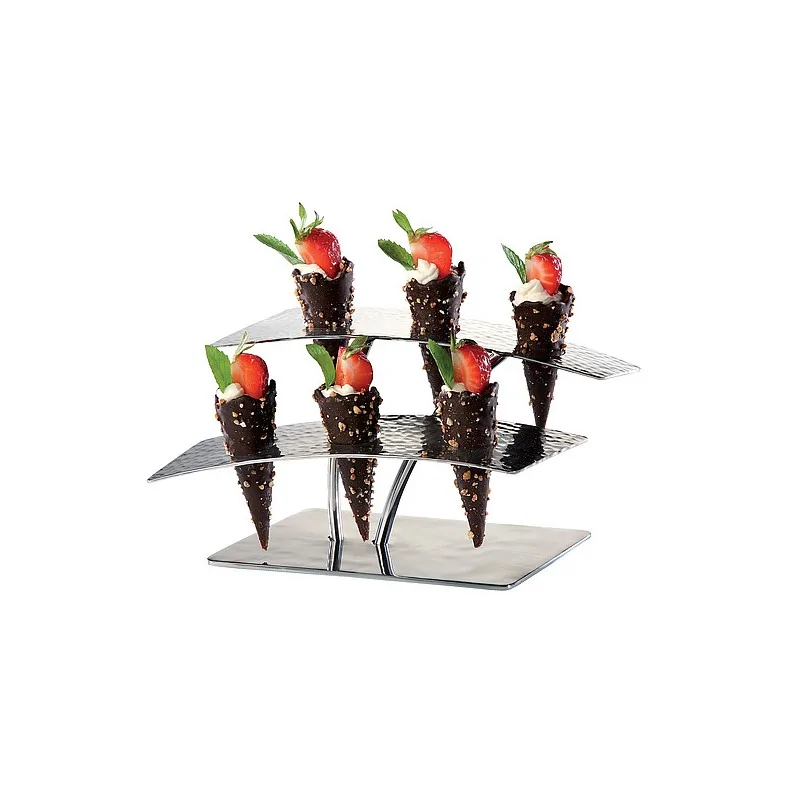 Elegant 18/10 Stainless Steel Hammered Food Display - 21 x 9.5 cm