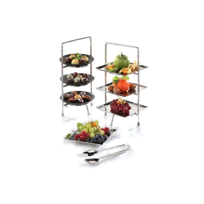 Elegant Hammered Stainless Steel Etagere - Three Tier Design (20.5 x 18 x 37.5 cm)