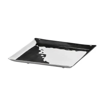 Elegant Hammered 18/10 Stainless Steel Tray - Finish - 17.5 x 17.5 x 2.3 cm.