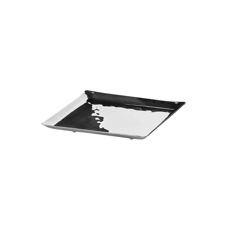 Elegant Hammered 18/10 Stainless Steel Tray - Finish - 17.5 x 17.5 x 2.3 cm.
