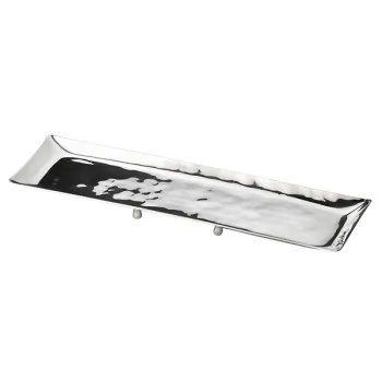 Elegant Hammered 18/10 Stainless Steel Tray with Feet - 30 x 8 x 3 cm