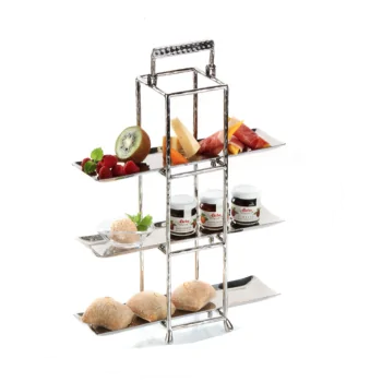 Elegant Hammered 18/10 Stainless Steel Tray with Feet - 30 x 8 x 3 cm