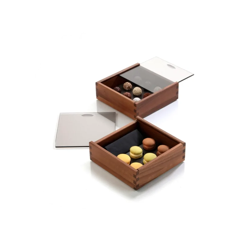 Elegant Anthracite Solid Surface Chocolate Insert - 15.8 x 15.8 x 1 cm