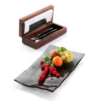 Elegant Walnut Solid Wood Cutlery and Napkin Box - 28.8 x 11.8 x 6 cm