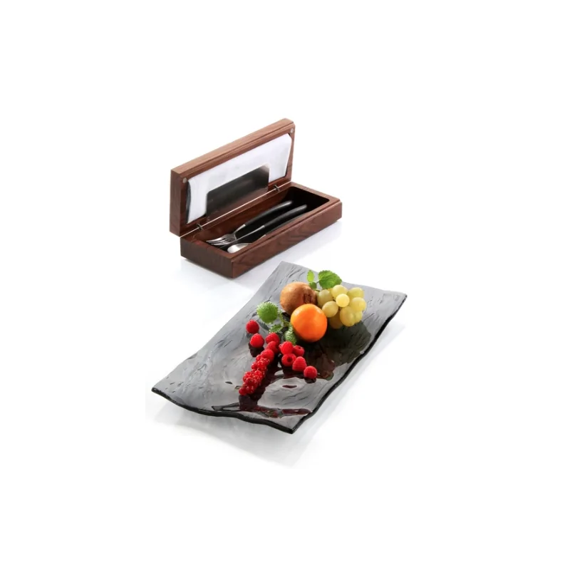 Elegant Walnut Solid Wood Cutlery and Napkin Box - 28.8 x 11.8 x 6 cm
