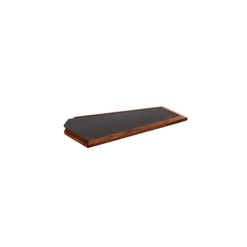 Elegant Walnut Solid Wood Tray with Ceramic Insert - Finish - 46.5 x 23 x 3 cm