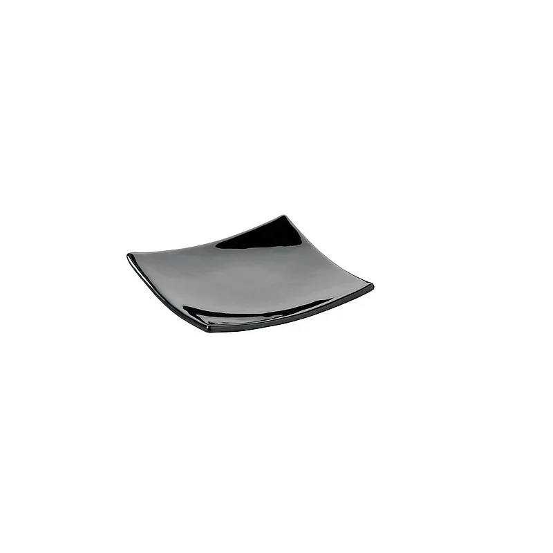 Elegant Black Glass Miniature Plate - 10 cm x 10 cm - Pack of 12