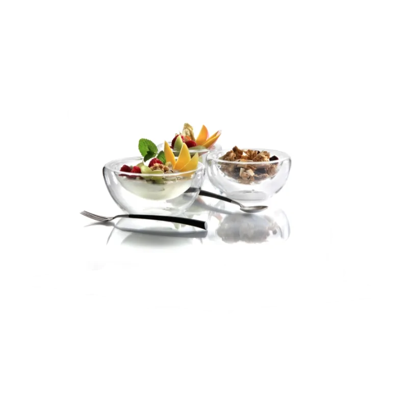 Elegant Borosilicate Glass Bowl - Double-Walled - 11 cm Diam. x 5.5 cm Ht - 0.15L Capacity - Set of Six