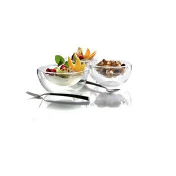 Elegant Borosilicate Glass Bowl Set - Double-Walled - 15 cm Diam. - 7 cm Ht - 0.3L Capacity - 4 Piece Collection