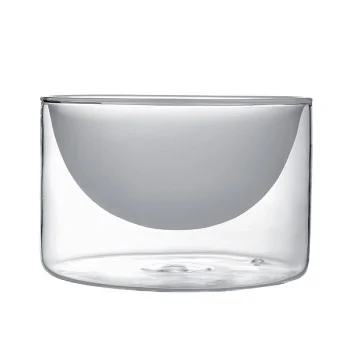 Elegant Borosilicate Glass Bowl - Double-Walled - 12 cm Diam. x 7.5 cm Ht - 0.35L Capacity - Set of Six