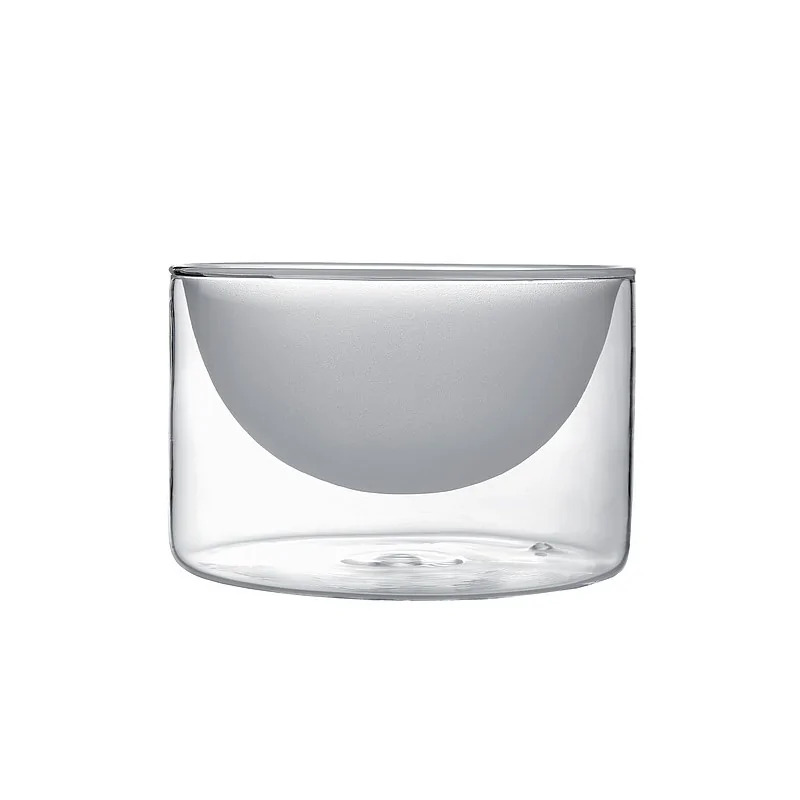 Elegant Borosilicate Glass Bowl - Double-Walled - 12 cm Diam. x 7.5 cm Ht - 0.35L Capacity - Set of Six