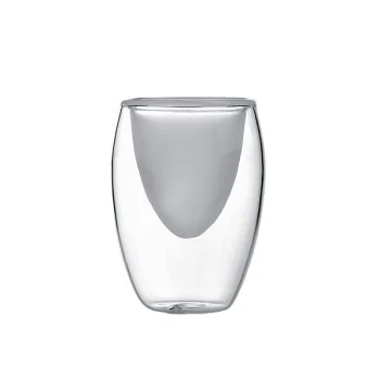 Elegant Satined/Clear Borosilicate Glass Bowl - Design - Double-Walled - Diam. 6.5 cm - Ht 9.5 cm - Vol. 0.08L - Set of
