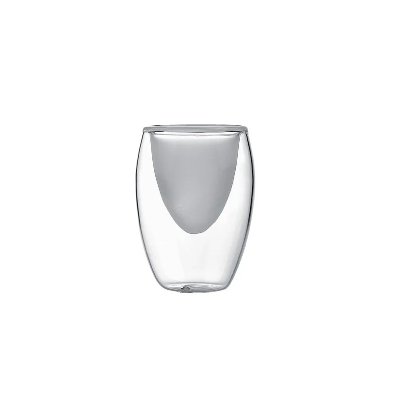 Elegant Satined/Clear Borosilicate Glass Bowl - Design - Double-Walled - Diam. 6.5 cm - Ht 9.5 cm - Vol. 0.08L - Set of