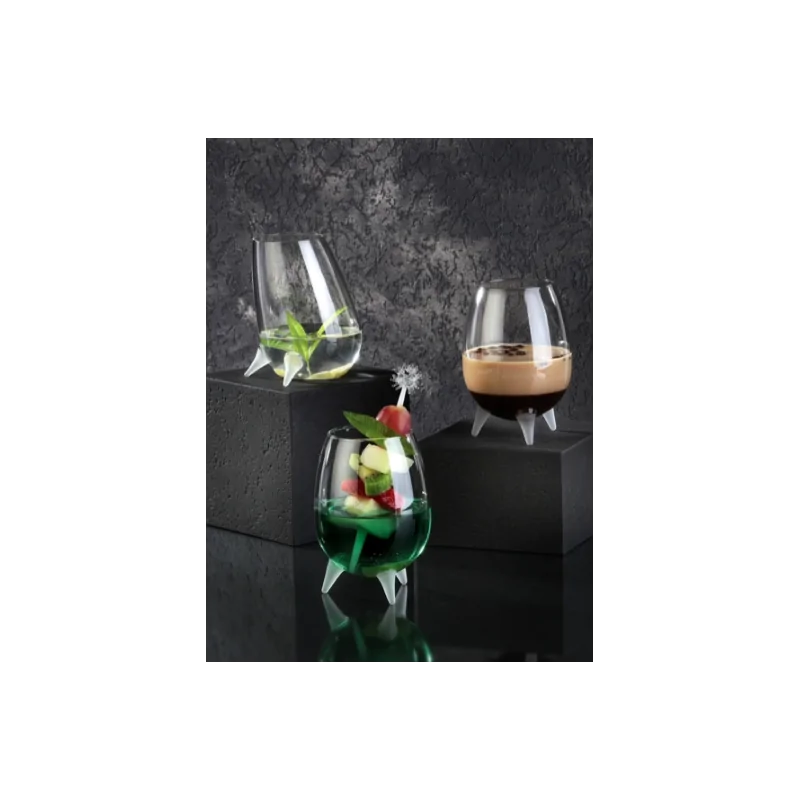 Elegant Viking II Cocktail Glass Borosilicate - Satined/Clear Finish - Diam. 8 cm - Ht 11.5cm - Capacity 0.4L - Set of 6
