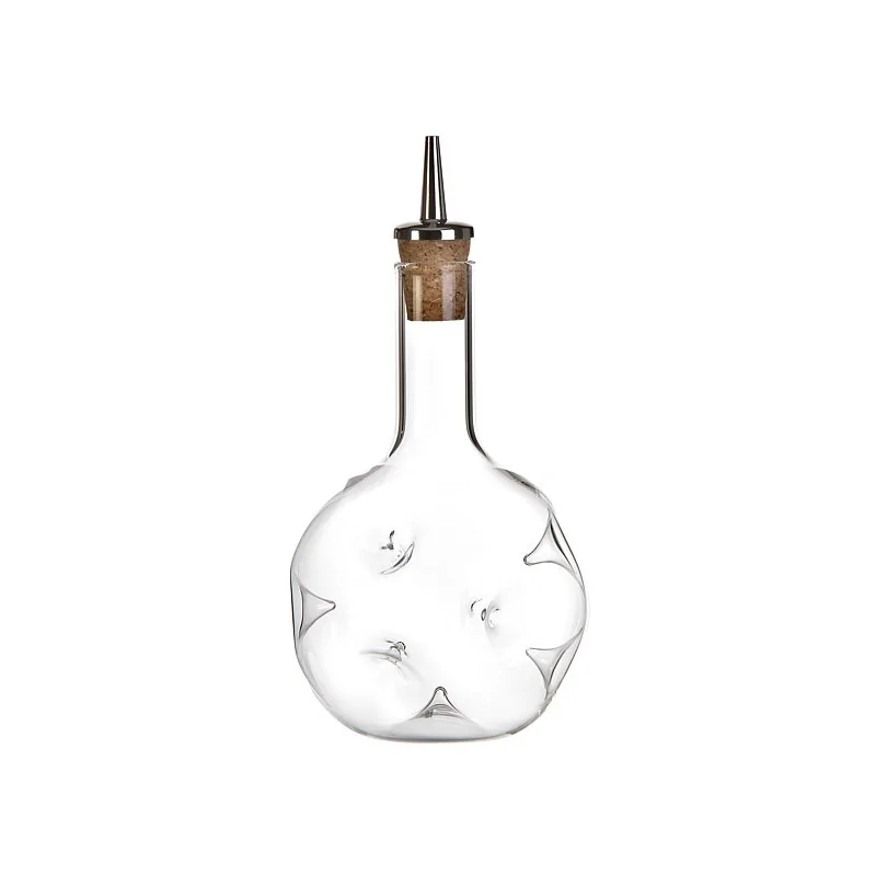 Elegant Dash Bottle - Eddy Design. Featuring Drop Pourer. Crafted from Borosilicate Glass (9 cm Diam. x 14 cm Ht).