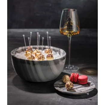Elegant Marble Decanter Cooler - Polished Finish - Diam. 20 cm - Ht 11 cm