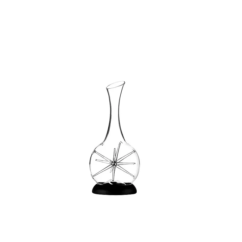 Elegant Decanter/Carafe - Star Design with Ring- Borosilicate Glass - Black Silicone - 2-Piece Set