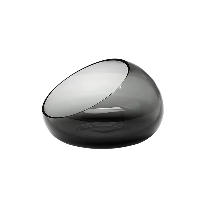 Elegant Bowl Cave - Grey Glass - Diam. 24 cm - Ht 16.5 cm